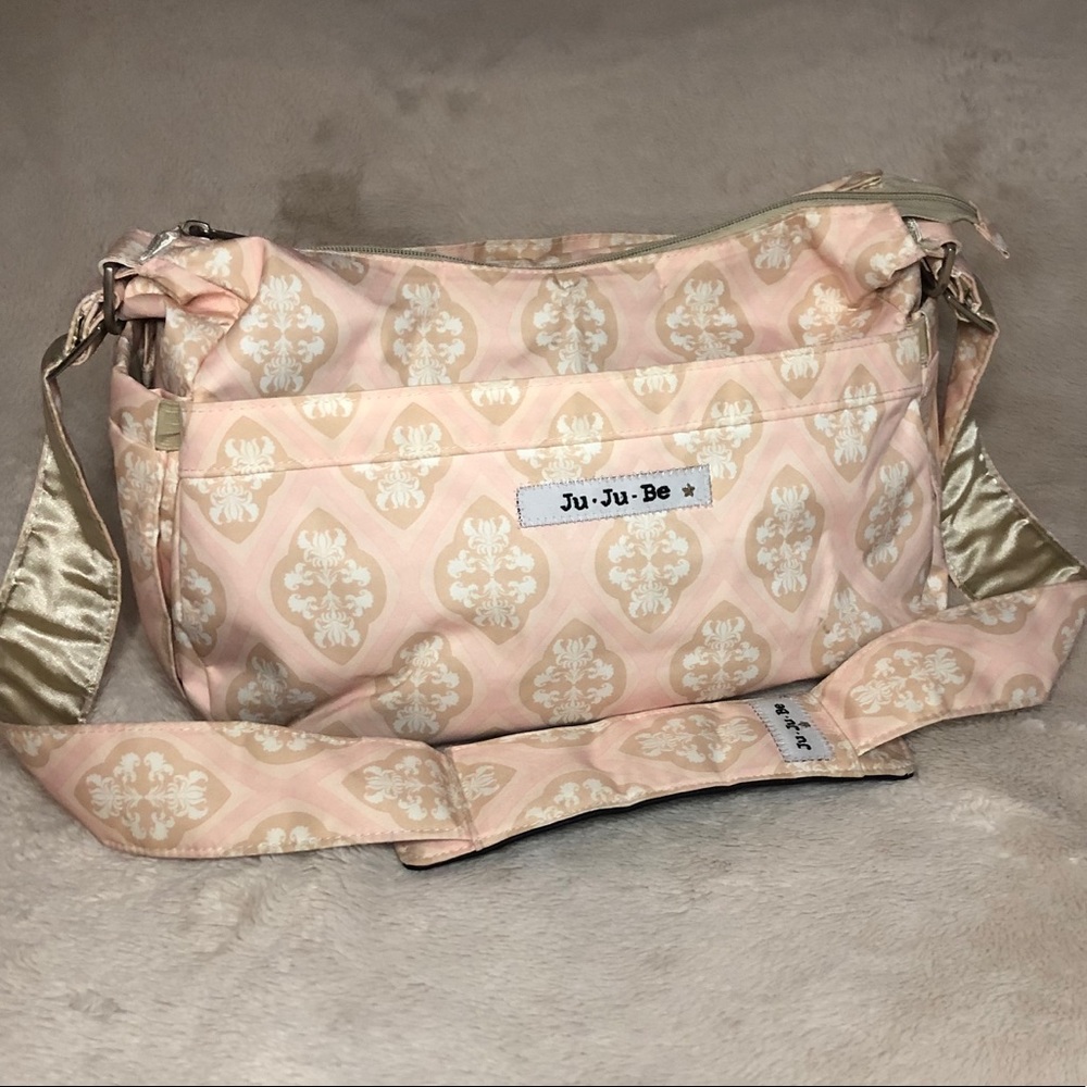 JuJuBe Hobo Diaper Bag  with Changing Mat - Pink